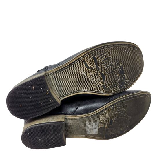 Roxy Faux Leather Embroidered Zipper Tassel Ankle Booties Charcoal Gray Size 10 - Picture 6 of 9